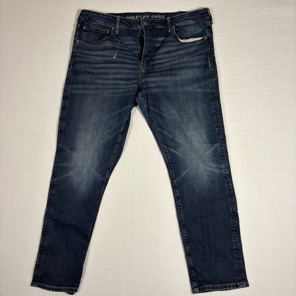 American Eagle navy blue skinny jeans, Athletic Fit, Faded design #denim #P0005